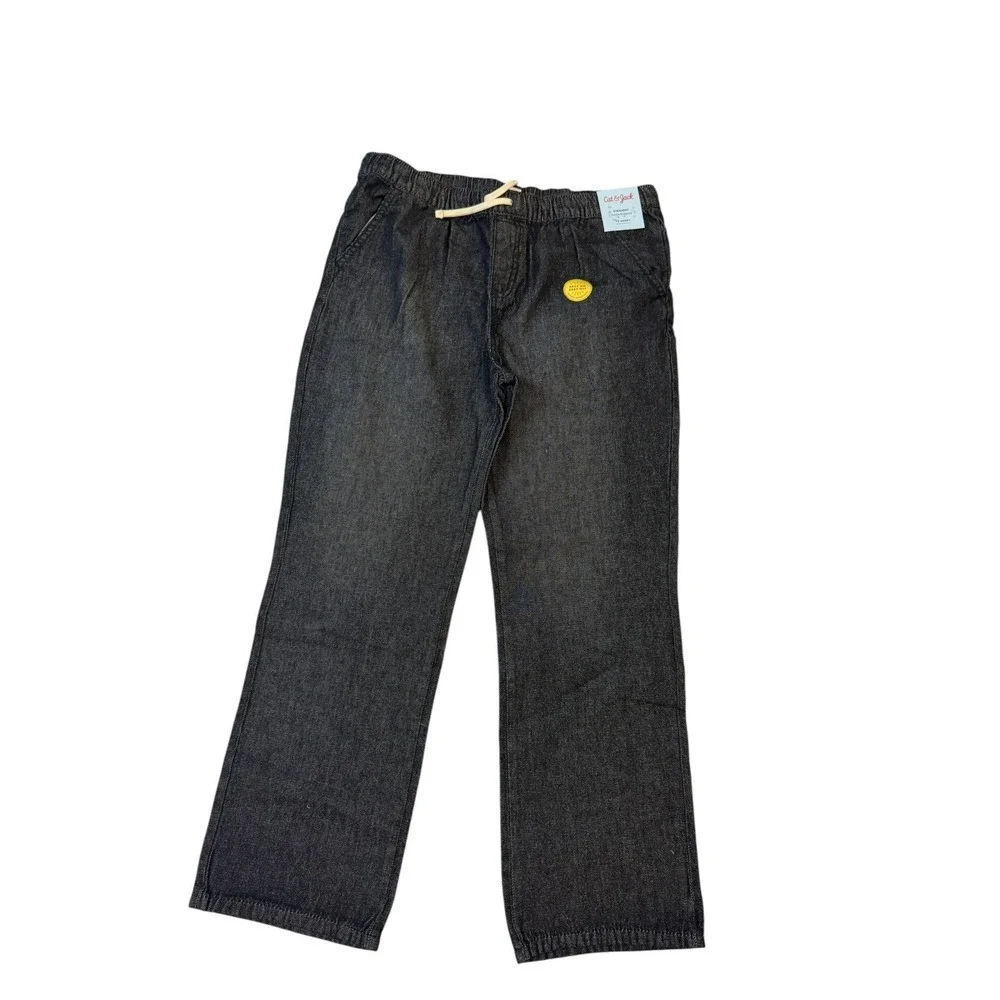 Cat & Jack Boys Straight Leg Pull On Jeans Dark Wash Black 18 Husky NWT Denim